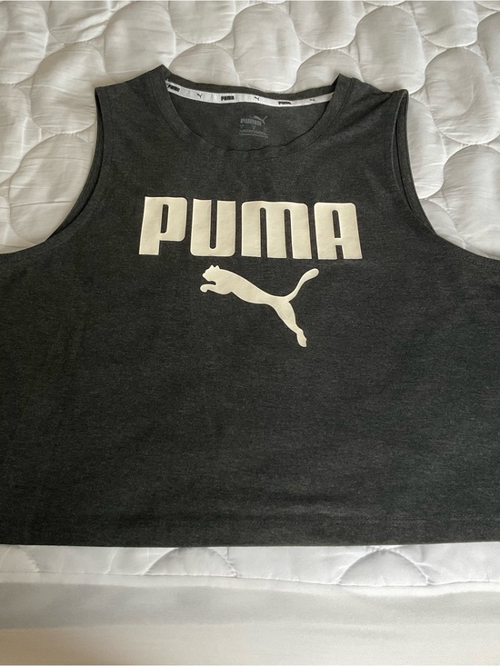 Puma Tops - Puma dark gray sleeveless Tank Top with White Logo